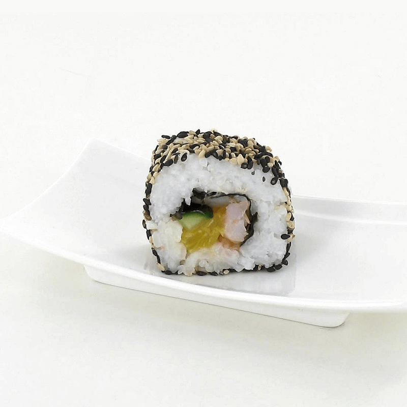 Maki Ebi (crevette) inversé 2 sésames Maki Ebi (crevette) inversé 2 sésames