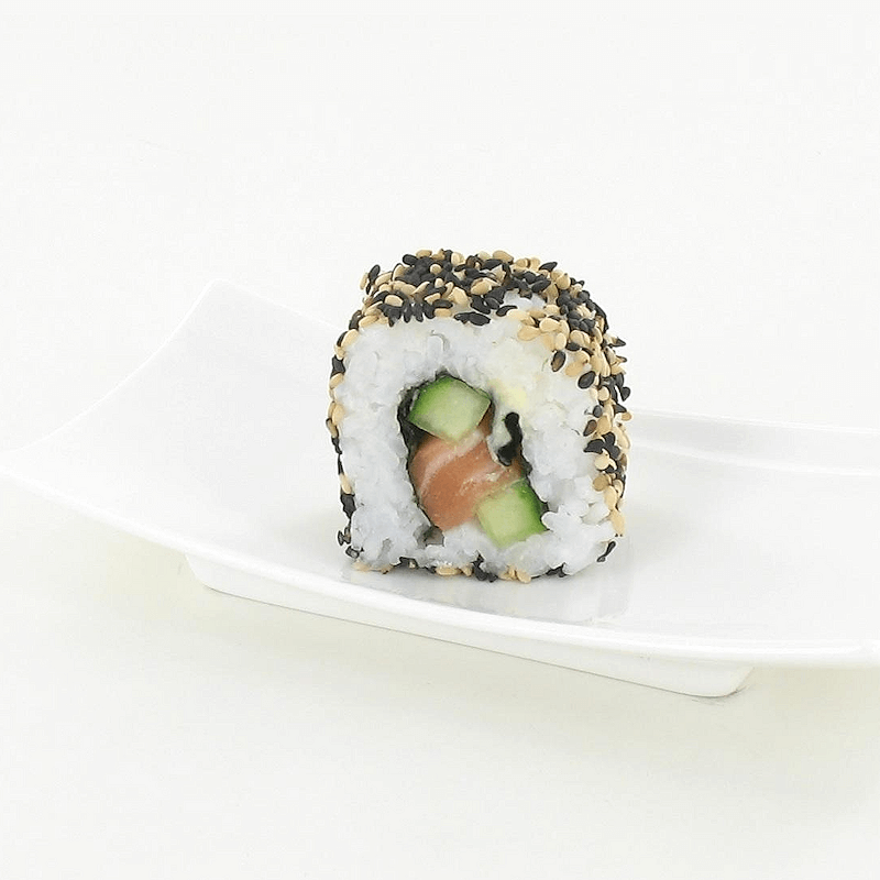 Maki saumon inversé 2 sésames Maki saumon inversé 2 sésames