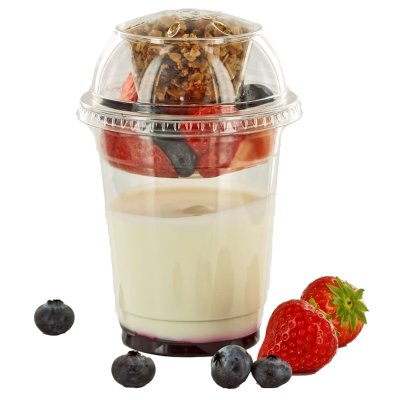 Yogourt aux fruits des bois et craquant de chocolat, coulis assortis